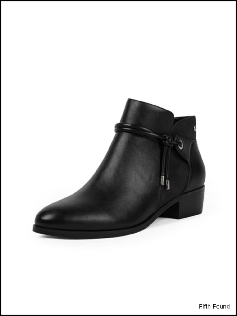 Women's Ankle Boots Faux Leather Low Block Heel Round Toe Side Zip Booties